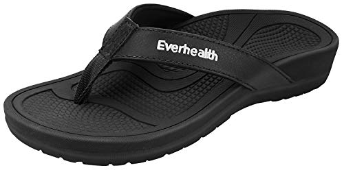 Everhealth Sandalias y Chanclas Mujer Ortopédicas Playa Sandalia, Plantilla Zapatillas para Mejorar el Apoyo del Arco y Aliviar la Fascitis Plantar - Negro 41