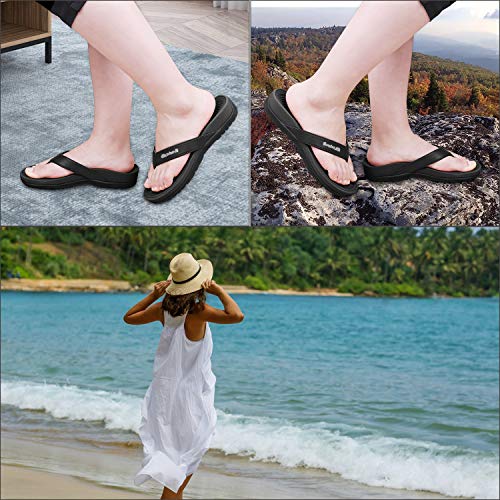 Everhealth Sandalias y Chanclas Mujer Ortopédicas Playa Sandalia, Plantilla Zapatillas para Mejorar el Apoyo del Arco y Aliviar la Fascitis Plantar - Negro 41