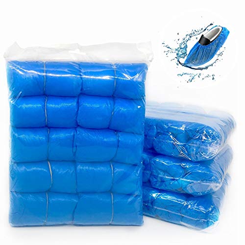 Ezlife Cubrezapatos Desechables Impermeables, 100 Piezas Antideslizante Cubiertas de Plástico CPE, Protector de Zapatos Desechables ExtrafuerteTalla única