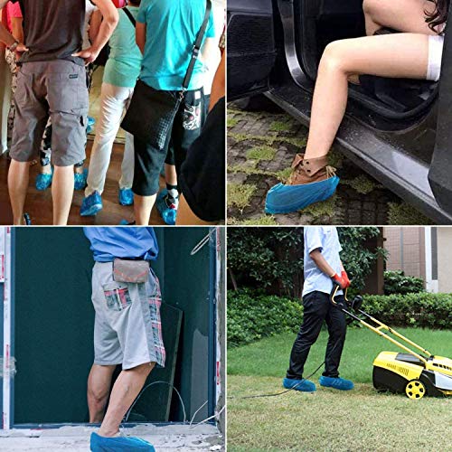 Ezlife Cubrezapatos Desechables Impermeables, 100 Piezas Antideslizante Cubiertas de Plástico CPE, Protector de Zapatos Desechables ExtrafuerteTalla única