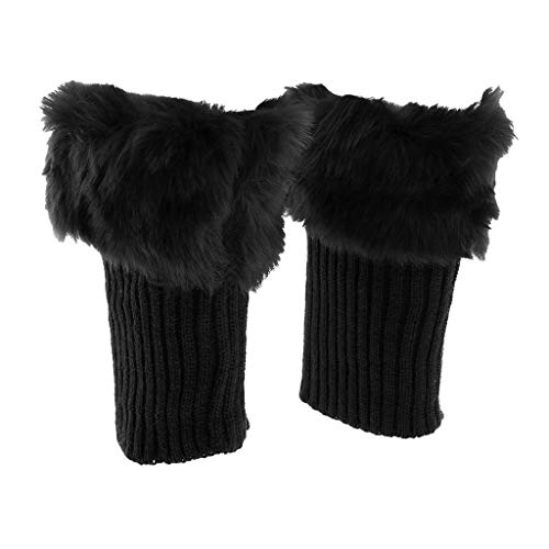 F Fityle Botas de Punto Mullidas Manguitos Adorno Puño Calentador Diseño Lindo Llamativo - Negro, Única