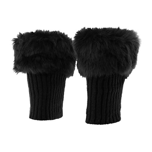 F Fityle Botas de Punto Mullidas Manguitos Adorno Puño Calentador Diseño Lindo Llamativo - Negro, Única