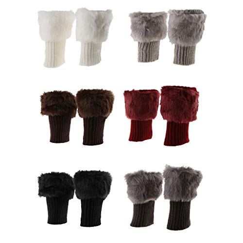 F Fityle Botas de Punto Mullidas Manguitos Adorno Puño Calentador Diseño Lindo Llamativo - Negro, Única