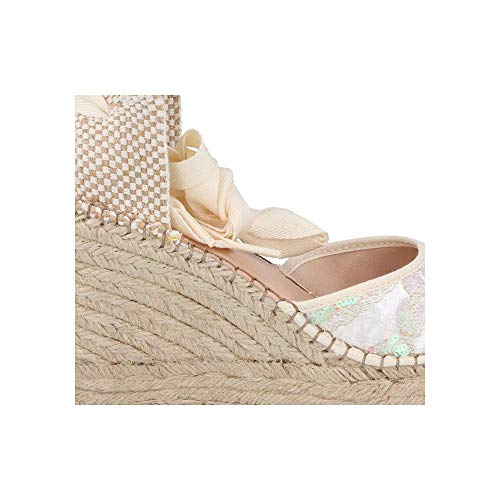 FABIOLAS HANDCRAFTED IN SPAIN BY CALZADOS ZEL´S Alpargata Ceremonia Amatista Cintas Blanco - Blanco, 39, CUÑA PLATAFORMA