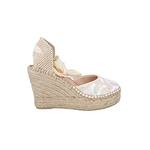 FABIOLAS HANDCRAFTED IN SPAIN BY CALZADOS ZEL´S Alpargata Ceremonia Amatista Cintas Blanco - Blanco, 39, CUÑA PLATAFORMA