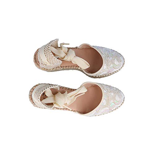 FABIOLAS HANDCRAFTED IN SPAIN BY CALZADOS ZEL´S Alpargata Ceremonia Amatista Cintas Blanco - Blanco, 39, CUÑA PLATAFORMA