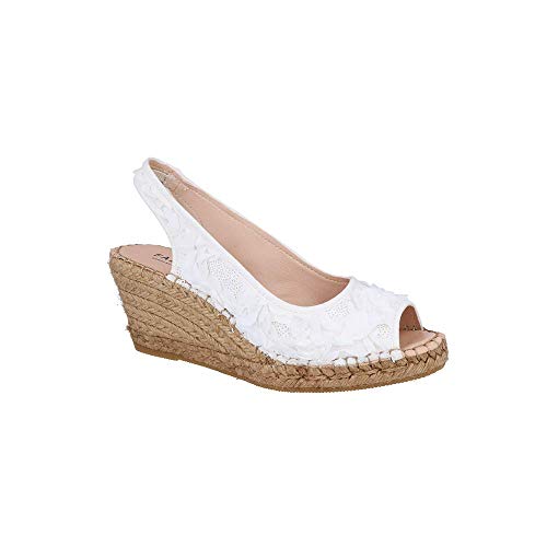 FABIOLAS HANDCRAFTED IN SPAIN BY CALZADOS ZEL´S Alpargata Ceremonia Flores Blanco - Blanco, 39, CUÑA