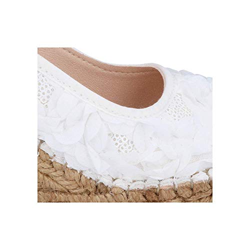 FABIOLAS HANDCRAFTED IN SPAIN BY CALZADOS ZEL´S Alpargata Ceremonia Flores Blanco - Blanco, 39, CUÑA
