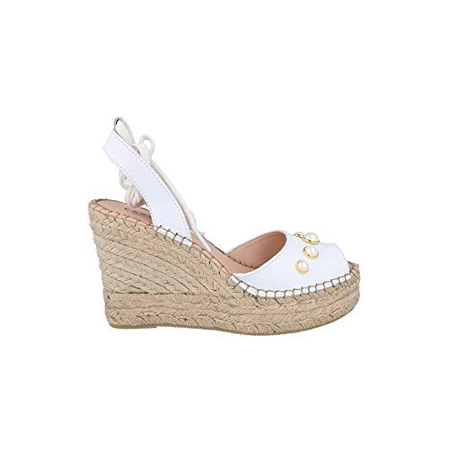 FABIOLAS HANDCRAFTED IN SPAIN BY CALZADOS ZEL´S Alpargata Ceremonia Oslo Cintas Perlas Blanco - Blanco, 38, CUÑA PLATAFORMA