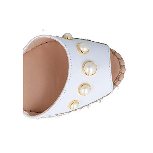 FABIOLAS HANDCRAFTED IN SPAIN BY CALZADOS ZEL´S Alpargata Ceremonia Oslo Cintas Perlas Blanco - Blanco, 38, CUÑA PLATAFORMA