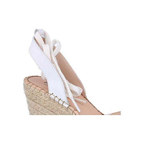 FABIOLAS HANDCRAFTED IN SPAIN BY CALZADOS ZEL´S Alpargata Ceremonia Oslo Cintas Perlas Blanco - Blanco, 38, CUÑA PLATAFORMA