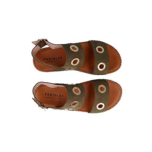 FABIOLAS HANDCRAFTED IN SPAIN BY CALZADOS ZEL´S Alpargata sandalia serraje hebilla - Kaki, 38, FRESH, SANDALIA