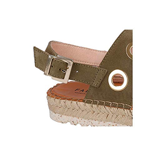 FABIOLAS HANDCRAFTED IN SPAIN BY CALZADOS ZEL´S Alpargata sandalia serraje hebilla - Kaki, 38, FRESH, SANDALIA