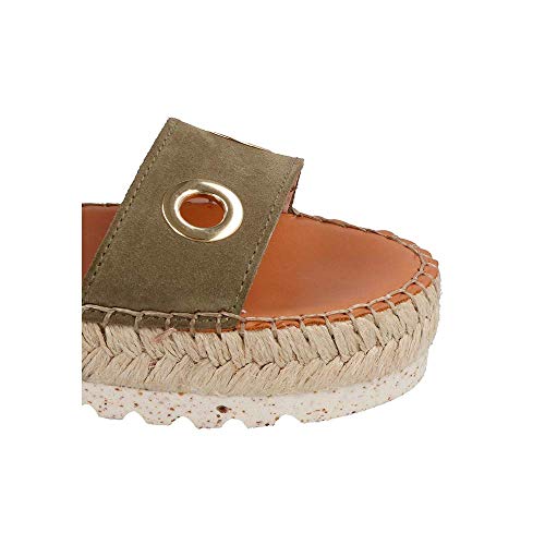 FABIOLAS HANDCRAFTED IN SPAIN BY CALZADOS ZEL´S Alpargata sandalia serraje hebilla - Kaki, 38, FRESH, SANDALIA