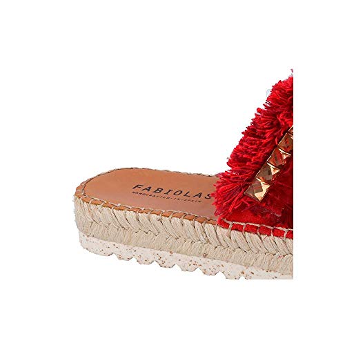 FABIOLAS HANDCRAFTED IN SPAIN BY CALZADOS ZEL´S Alpargata sandalia serraje plumas - Fuego, 42, FUN, PLANAS