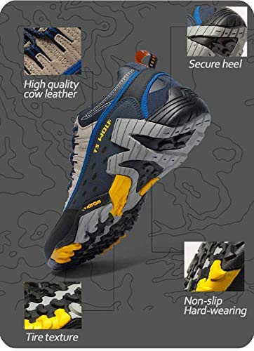 FACAI Otoño Invierno Hombres Zapatos De Senderismo Marca Deportes Al Aire Libre para Hombres Trekking Botas De Montaña Zapatos Deportivos De Escalada Impermeables,Yellow-42