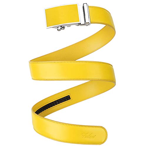 Falari Leather Dress Belt Ratchet Belt Holeless Automatic Buckle Adjustable Size 8001