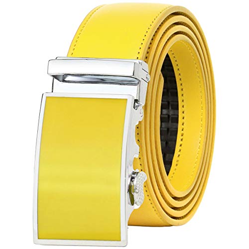 Falari Leather Dress Belt Ratchet Belt Holeless Automatic Buckle Adjustable Size 8001