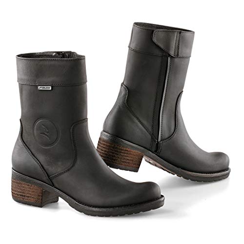 FALCO DE MUJER AYDA IMPERMEABLES MOTOCICLETA PASEO BOTAS CON TALÓN NEGRO - Negro, EU 37