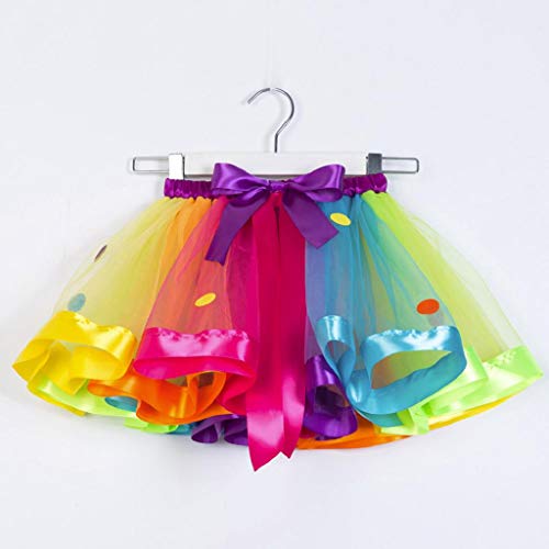 Falda del Tutu para Niña,SHOBDW Niños Regalo De Cumpleaños Color De Falda del Arco Iris Pettiskirt Bowknot Falda Princesa Danza Rendimiento Traje Mullido Tutu Vestido Ropa de Baile(B,4-6 Años)