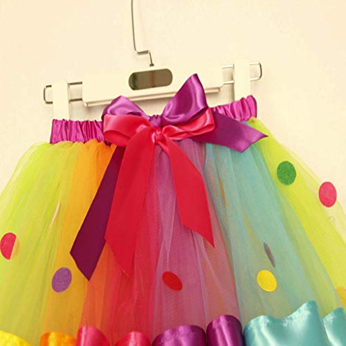 Falda del Tutu para Niña,SHOBDW Niños Regalo De Cumpleaños Color De Falda del Arco Iris Pettiskirt Bowknot Falda Princesa Danza Rendimiento Traje Mullido Tutu Vestido Ropa de Baile(B,4-6 Años)