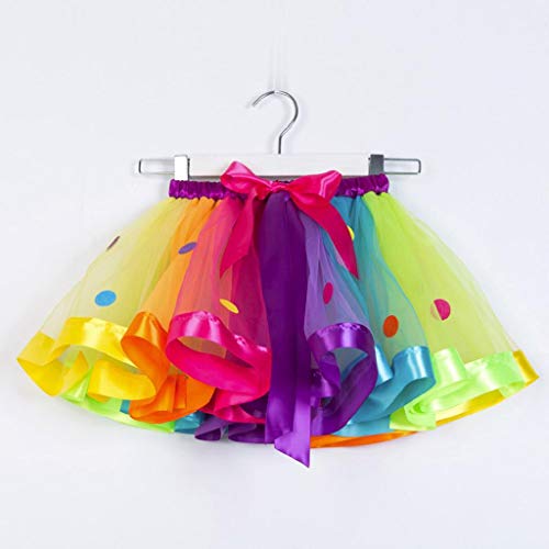 Falda del Tutu para Niña,SHOBDW Niños Regalo De Cumpleaños Color De Falda del Arco Iris Pettiskirt Bowknot Falda Princesa Danza Rendimiento Traje Mullido Tutu Vestido Ropa de Baile(B,4-6 Años)