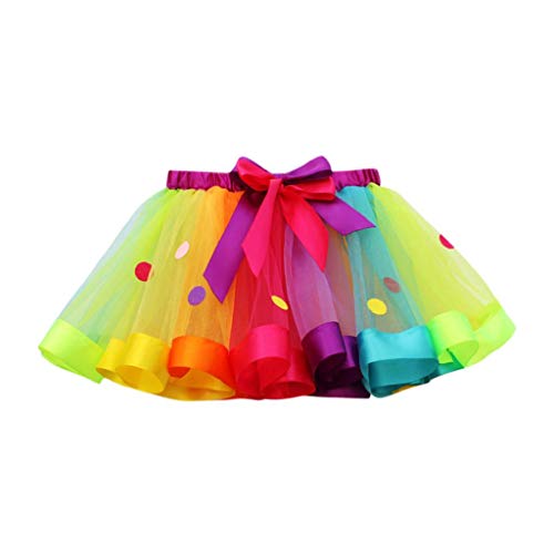 Falda del Tutu para Niña,SHOBDW Niños Regalo De Cumpleaños Color De Falda del Arco Iris Pettiskirt Bowknot Falda Princesa Danza Rendimiento Traje Mullido Tutu Vestido Ropa de Baile(B,4-6 Años)