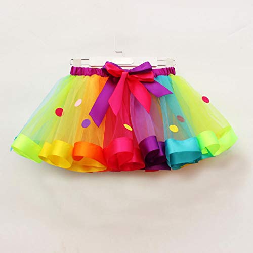 Falda del Tutu para Niña,SHOBDW Niños Regalo De Cumpleaños Color De Falda del Arco Iris Pettiskirt Bowknot Falda Princesa Danza Rendimiento Traje Mullido Tutu Vestido Ropa de Baile(B,4-6 Años)