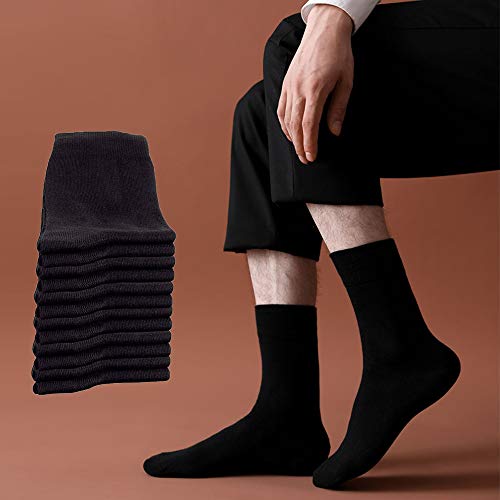 Falechay Calcetines Ejecutivos Hombres Mujer Negros 12 Pares Transpirables Algodón 39-42