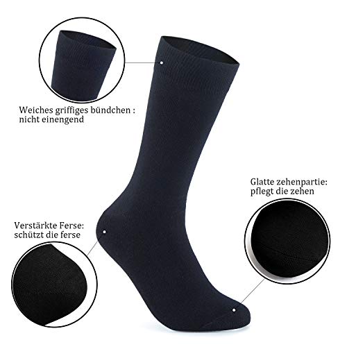 Falechay Calcetines Ejecutivos Hombres Mujer Negros 12 Pares Transpirables Algodón 39-42