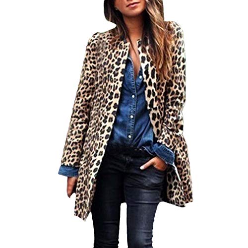 FAMILIZO Abrigos Mujer Leopardo Sexy Invierno Cálido Nuevo Viento Abrigo Cardigan Leopardo De Impresión Larga Capa Chaquetas Mujer Capa Anorak
