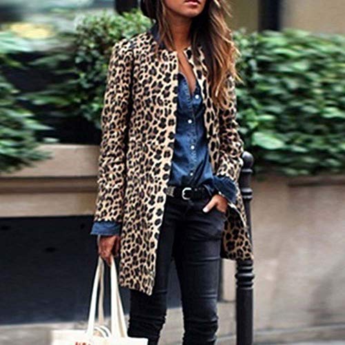 FAMILIZO Abrigos Mujer Leopardo Sexy Invierno Cálido Nuevo Viento Abrigo Cardigan Leopardo De Impresión Larga Capa Chaquetas Mujer Capa Anorak