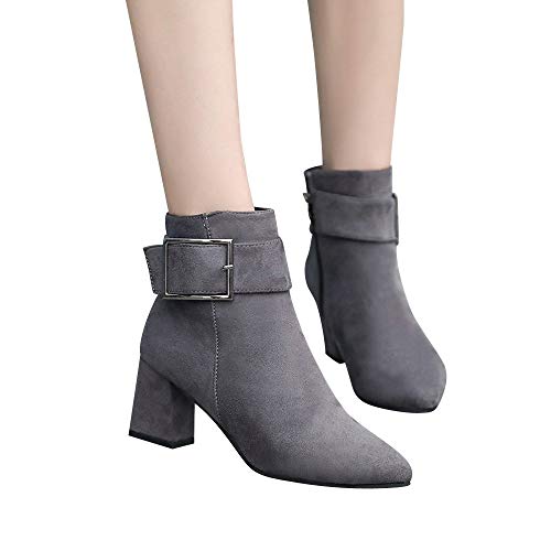 FAMILIZO Botas De Ante De Tacon Alto De Mujer De Moda Correa De La Hebilla De Los Zapatos Ocasionales Martin Botas Otoño Botas Mujer Invierno