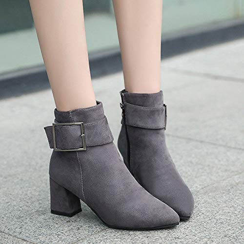 FAMILIZO Botas De Ante De Tacon Alto De Mujer De Moda Correa De La Hebilla De Los Zapatos Ocasionales Martin Botas Otoño Botas Mujer Invierno