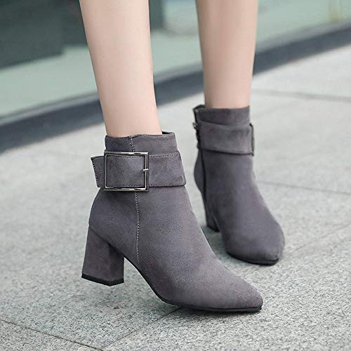 FAMILIZO Botas De Ante De Tacon Alto De Mujer De Moda Correa De La Hebilla De Los Zapatos Ocasionales Martin Botas Otoño Botas Mujer Invierno