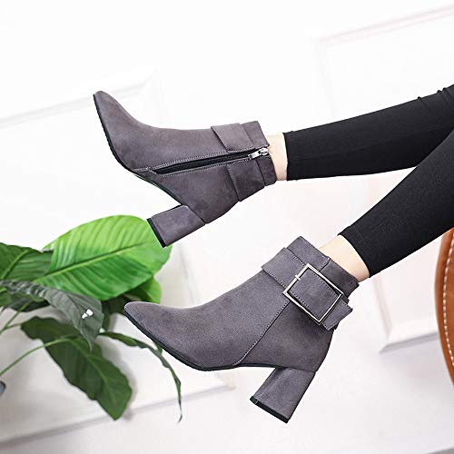 FAMILIZO Botas De Ante De Tacon Alto De Mujer De Moda Correa De La Hebilla De Los Zapatos Ocasionales Martin Botas Otoño Botas Mujer Invierno