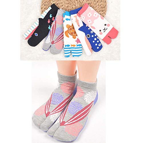 Fancy Pumpkin Calcetines de estilo japonés con sandalias con punta dividida Tabi Ninja Geta Calcetines de geisha para mujer, S-16