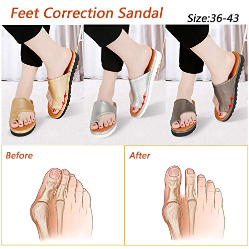FANMU Sandalias Correctivas Sandalias Correctoras de Juanetes Ortopédicos Zapatos de Cuero de Pu para Mujer Zapatos de Corrección de Punta Gruesa Casual para Mujer de Fondo Grueso
