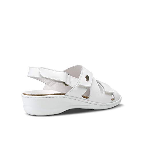 Feliz Caminar - Sandalia Piel Antideslizantes y Cómodas para Hombre y Mujer | Frescas para Vestir en Epocas de Calor Verano Primavera | Modelo Sana 13302 | Talla 36 | Color Blanco