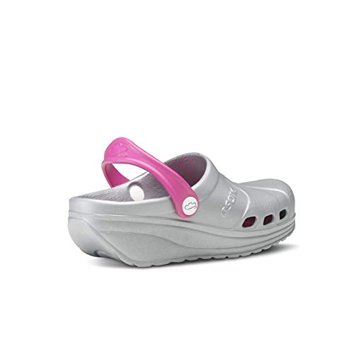 Feliz Caminar - Zuecos Sanitarios Asana Plata/Fuxia, 36