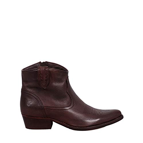 Felmini - Zapatos para Mujer - Enamorarse com West B504 - Botines Cowboy & Biker - Cuero Genuino - Marrón Oscuro - 37 EU Size