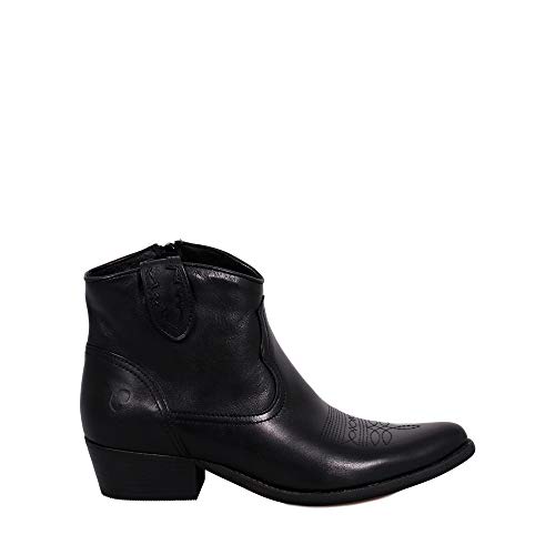 Felmini - Zapatos para Mujer - Enamorarse com West B504 - Botines Cowboy & Biker - Cuero Genuino - Negro - 37 EU Size