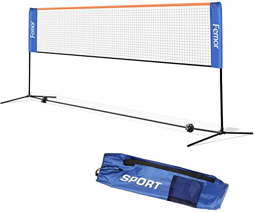 Femor Red de Tenis Bádminton Portátil Desplegable Ajustable, Red para Voleibol para el Interior o al Aire Libre, con Soporte y Bolsa, Altura Ajustable 107/120/155 cm, Fácil Instalación