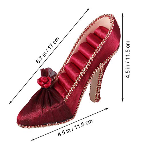 FENICAL Caja para Joyas en Forma de Zapato Organizador para Pendientes Pulseras Anillos Almacenamiento y Expositor Decoración para el hogar (Vino Rojo)