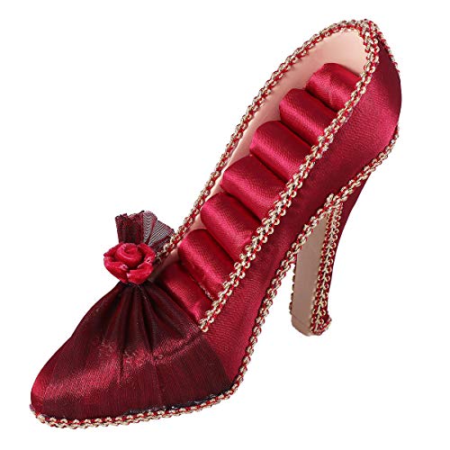 FENICAL Caja para Joyas en Forma de Zapato Organizador para Pendientes Pulseras Anillos Almacenamiento y Expositor Decoración para el hogar (Vino Rojo)