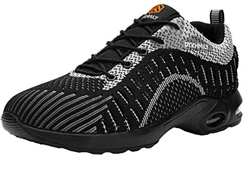 Fenlern Zapatillas de Seguridad Hombre Ligero Colchón Zapatos de Trabajo con Punta de Acero Transpirable Calzado de Seguridad (Pirata Negro,41 EU)