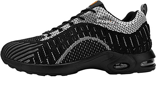 Fenlern Zapatillas de Seguridad Hombre Ligero Colchón Zapatos de Trabajo con Punta de Acero Transpirable Calzado de Seguridad (Pirata Negro,41 EU)