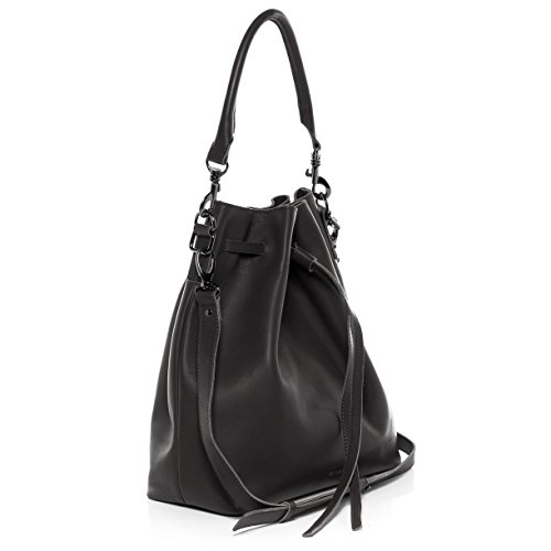 FEYNSINN® Bolso Saco morral NIK Mochila Bolso de Colgar Piel Negro