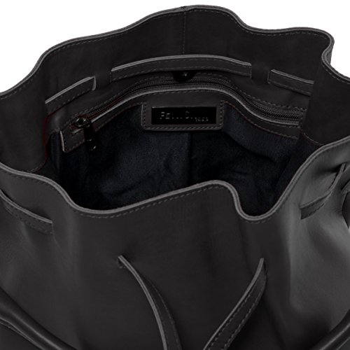 FEYNSINN® Bolso Saco morral NIK Mochila Bolso de Colgar Piel Negro