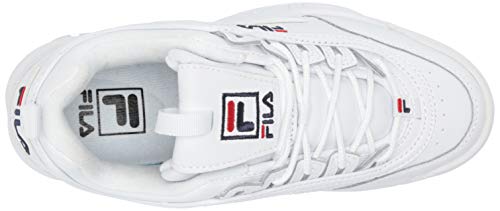 Fila Disruptor II - Zapatillas deportivas para mujer, Blanco (Blanco/azul marino/rojo), 39.5 EU